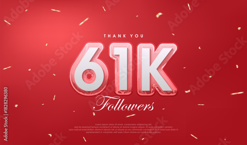 Red background for 61k followers celebration.