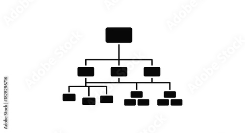 Organization chart silhouette simple hierarchy diagram with connected boxes