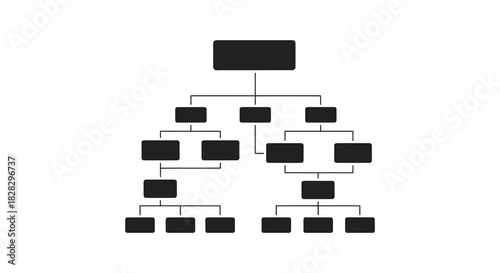 Hierarchical structure diagram in silhouette style showing levels and connections silhouette