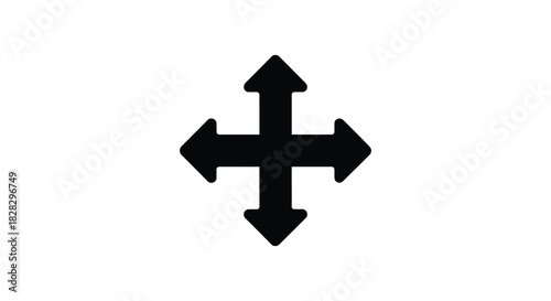 Four directional arrows pointing outwards in a silhouette style silhouette