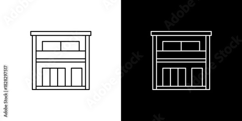 Minimalist Two-Story Building Outline Icon for Web Design and Architecture