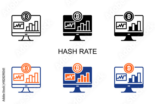 Hash Rate Icon Multi Style Vector Illustration