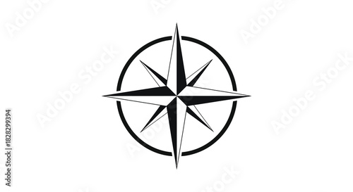 Compass rose icon with oval frame vector illustration silhouette