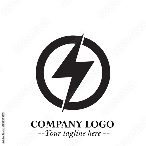 Sleek Electrical Logo Symbol on a Clean White Background for Modern Branding Design Elements Art