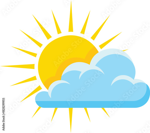 Bright Yellow Sun Partially Obscured by Light Blue Clouds weather