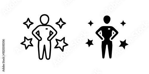 Self-Confidence outline and pictogram Icon Personal Growth Motivation Positive Mindset Success Empowerment for empowerment, mindset, success.