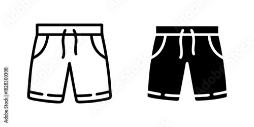 Shorts outline and pictogram Icon Casual Clothing Summer Apparel Fashion Outfit Minimal Design for for fashion, garment, minimal, modern.