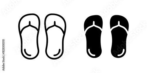 Sandals outline and pictogram Icon Footwear Summer Casual Fashion Shoes Minimal Modern Design for fashion, flip-flops, style.