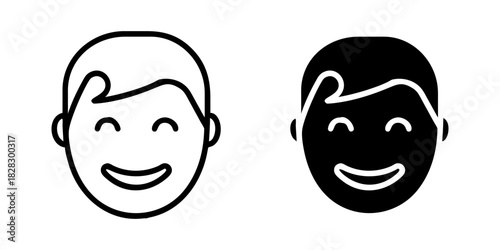 Smiling Face outline and pictogram Icon Happy Emotion Emoji Positive Expression Minimal Design for smiling, face, happy, emotion.