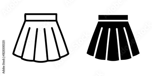 Skirt outline and pictogram Icon Clothing Apparel Fashion Outfit Female Casual Minimal Design for casual, garment, style.