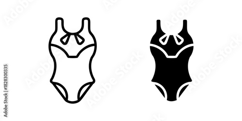 Swimwear outline and pictogram Icon Bikini Swimsuit Beach Apparel Fashion Summer Minimal Design for swimwear, bikini, swimsuit.