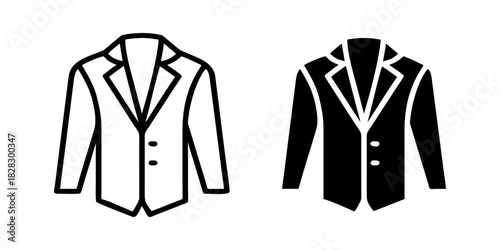 Suit outline and pictogram Icon Formal Business Outfit Jacket Pants Professional Clothing Design for suit, formal, business.