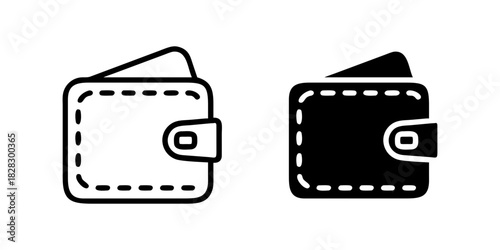 Wallet outline and pictogram Icon Money Finance Payment Cash Card Digital Secure Design for wallet, money, finance.