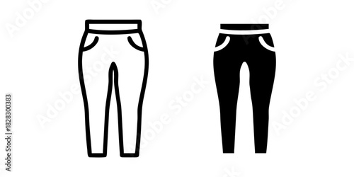 Yoga Pants outline and pictogram Icon Fitness Activewear Apparel Sport Exercise Clothing Design for yoga, pants, fitness.