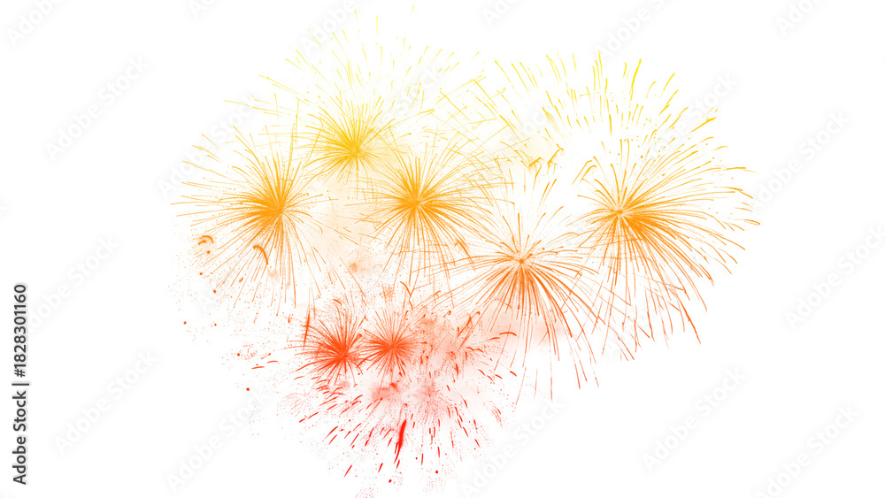 Obraz premium Multiple fireworks against the deep black sky. Bright display of the fireworks