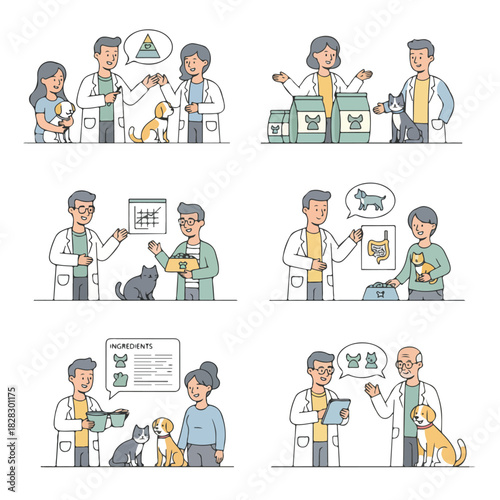 Veterinarian consultation with pets and owners
