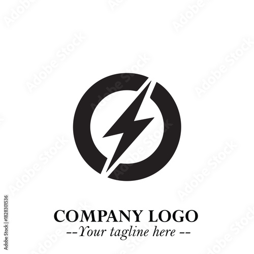 Sleek Electrical Logo Symbol on a Clean White Background for Modern Branding Design Elements Art