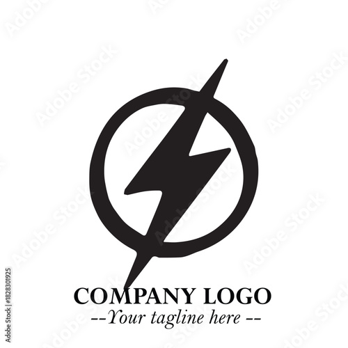 Sleek Electrical Logo Symbol on a Clean White Background for Modern Branding Design Elements Art