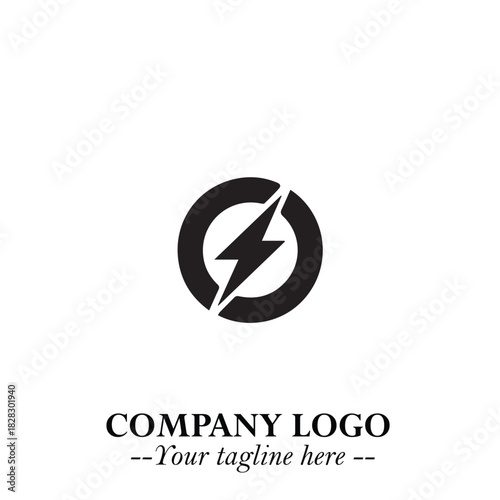 Sleek Electrical Logo Symbol on a Clean White Background for Modern Branding Design Elements Art