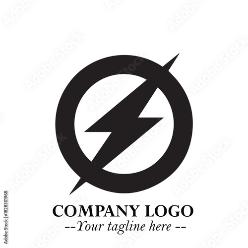 Sleek Electrical Logo Symbol on a Clean White Background for Modern Branding Design Elements Art