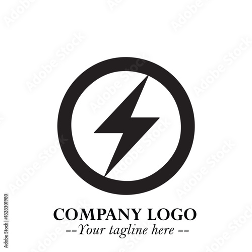 Sleek Electrical Logo Symbol on a Clean White Background for Modern Branding Design Elements Art