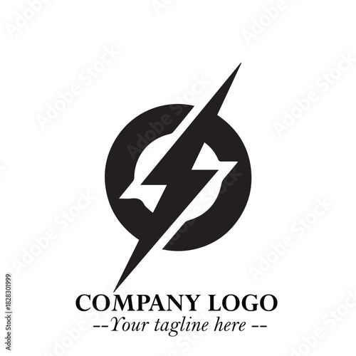 Sleek Electrical Logo Symbol on a Clean White Background for Modern Branding Design Elements Art
