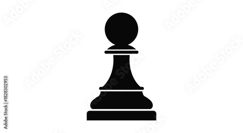 Simple black chess pawn silhouette isolated for game concepts