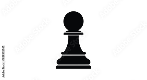 Chess pawn icon simple black game piece on white background