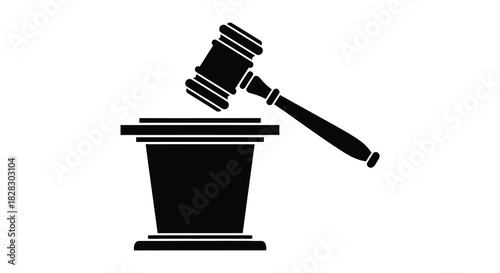 Justice gavel hitting sound block silhouette legal concept icon