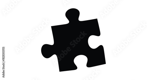 Isolated black puzzle piece on white background graphic element