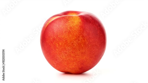 A Single Ripe Nectarine Fruit Isolated on a White Background.