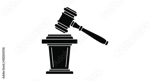 Gavel and sound block vector icon for law, justice, and auction decisions