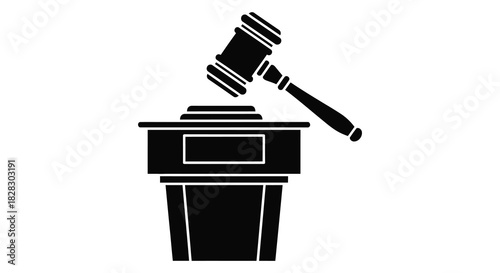 Justice gavel striking sound block icon representing legal authority