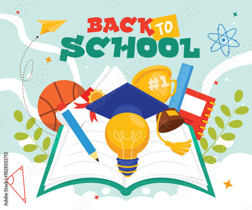 Welcome back to schooll illustration