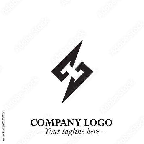 Sleek Electrical Logo Symbol on a Clean White Background for Modern Branding Design Elements Art