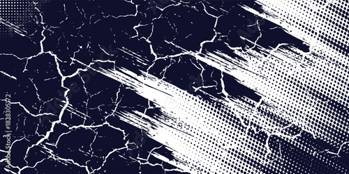 Dots halftone white and blue color pattern gradient grunge texture background.