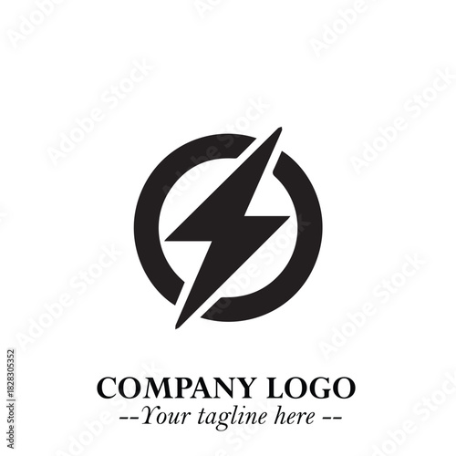 Sleek Electrical Logo Symbol on a Clean White Background for Modern Branding Design Elements Art