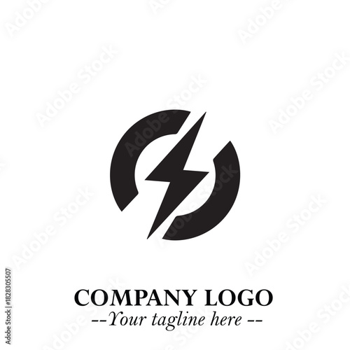 Sleek Electrical Logo Symbol on a Clean White Background for Modern Branding Design Elements Art