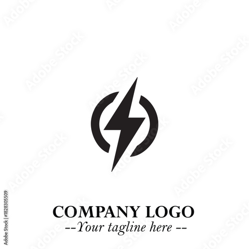 Sleek Electrical Logo Symbol on a Clean White Background for Modern Branding Design Elements Art