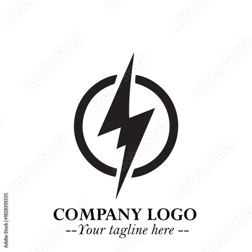 Sleek Electrical Logo Symbol on a Clean White Background for Modern Branding Design Elements Art