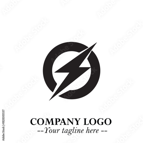 Sleek Electrical Logo Symbol on a Clean White Background for Modern Branding Design Elements Art