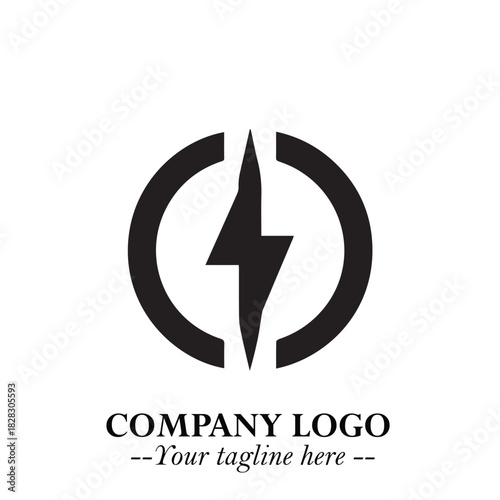 Sleek Electrical Logo Symbol on a Clean White Background for Modern Branding Design Elements Art