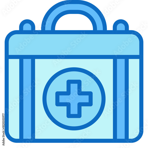 First Aid Kit Blue Fill Icon Design Vector - medical first aid box symbolizing emergency care, safety, and preparedness