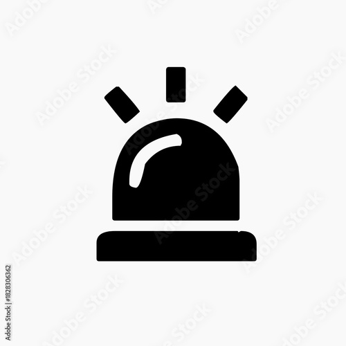 A simple black silhouette icon of a flashing siren light, typically used on emergency vehicles like police cars, ambulances, or fire trucks, representing alert or emergency.