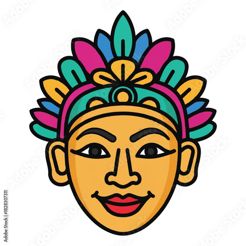 Colorful Traditional Mask Illustration Vibrant Design for Cultural and Decorative Projects