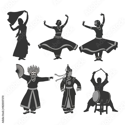 Diverse Cultural Dance Silhouettes A Visual Celebration of Global Traditions
