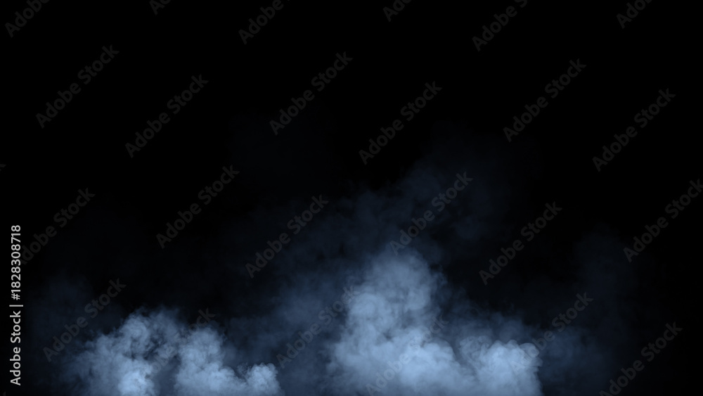 Naklejka premium Abstract blue smoke, fog on isolated black background, creating a mysterious and backdrop, creating a dreamy, atmospheric effect for artistic