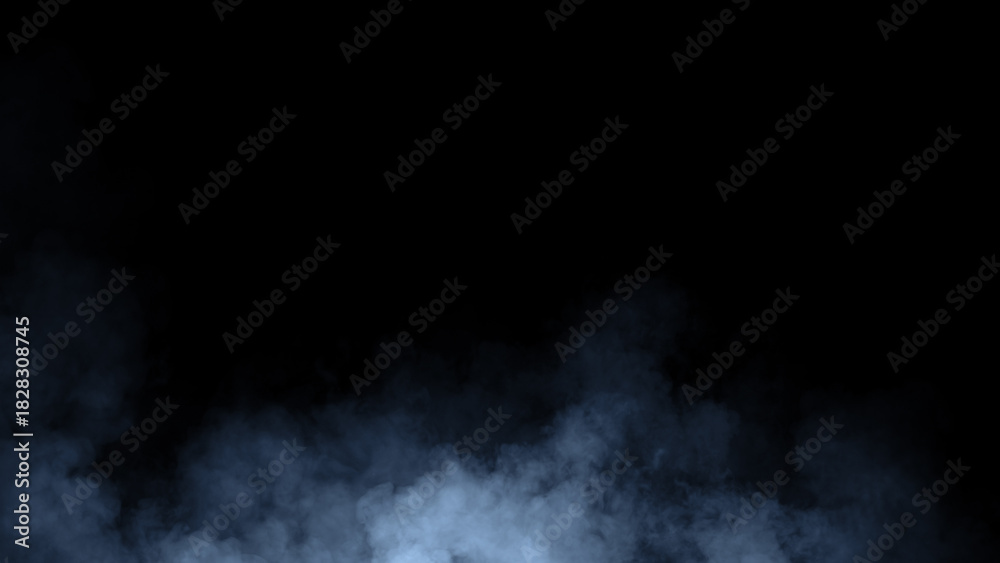 Fototapeta premium Abstract blue smoke, fog on isolated black background, creating a mysterious and backdrop, creating a dreamy, atmospheric effect for artistic