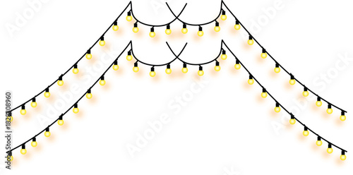 Illuminated String of Warm Yellow Lights Creating a Festive and Inviting Ambiance for Celebrations and Events