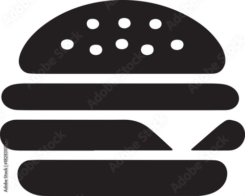 Silhouette of Cheeseburger Illustration on Transparent Background Vector Format Graphic Art